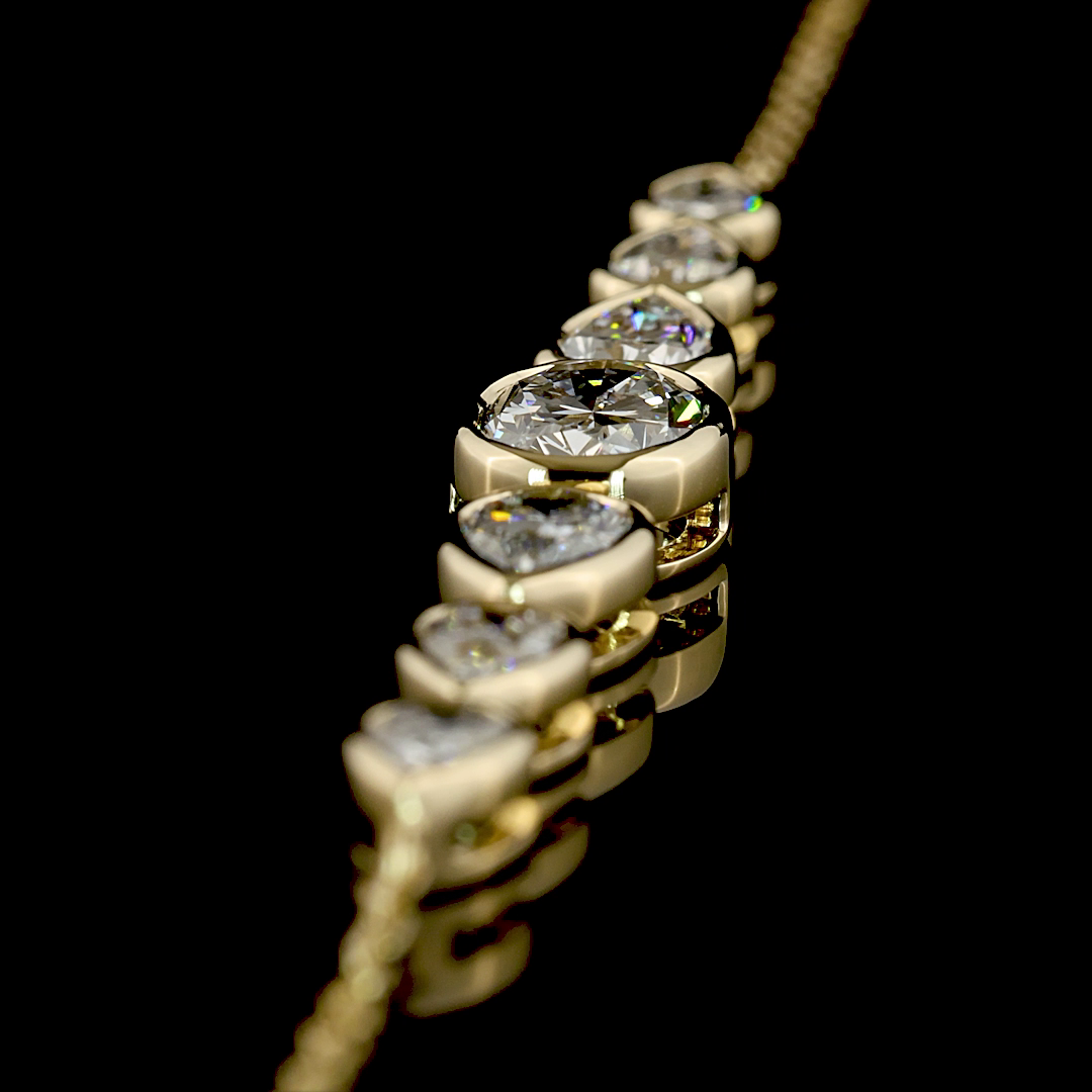 1.96 CTTW Oval Lab Grown Diamond 7 Stones Necklace 18" (E Color and VS1 Clarity)