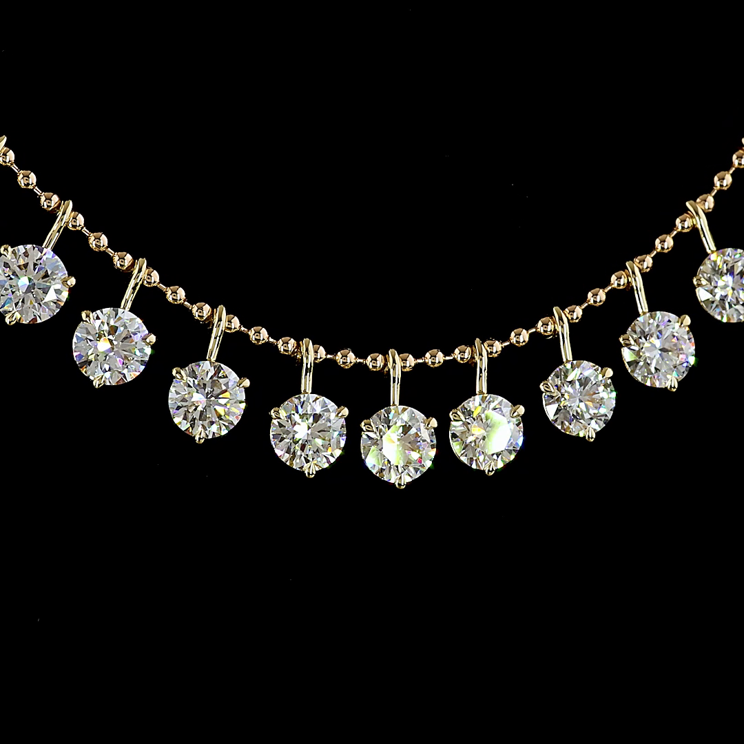 10.12 CTTW Round Lab Diamond Station Necklace (E Color and VS1 Clarity)