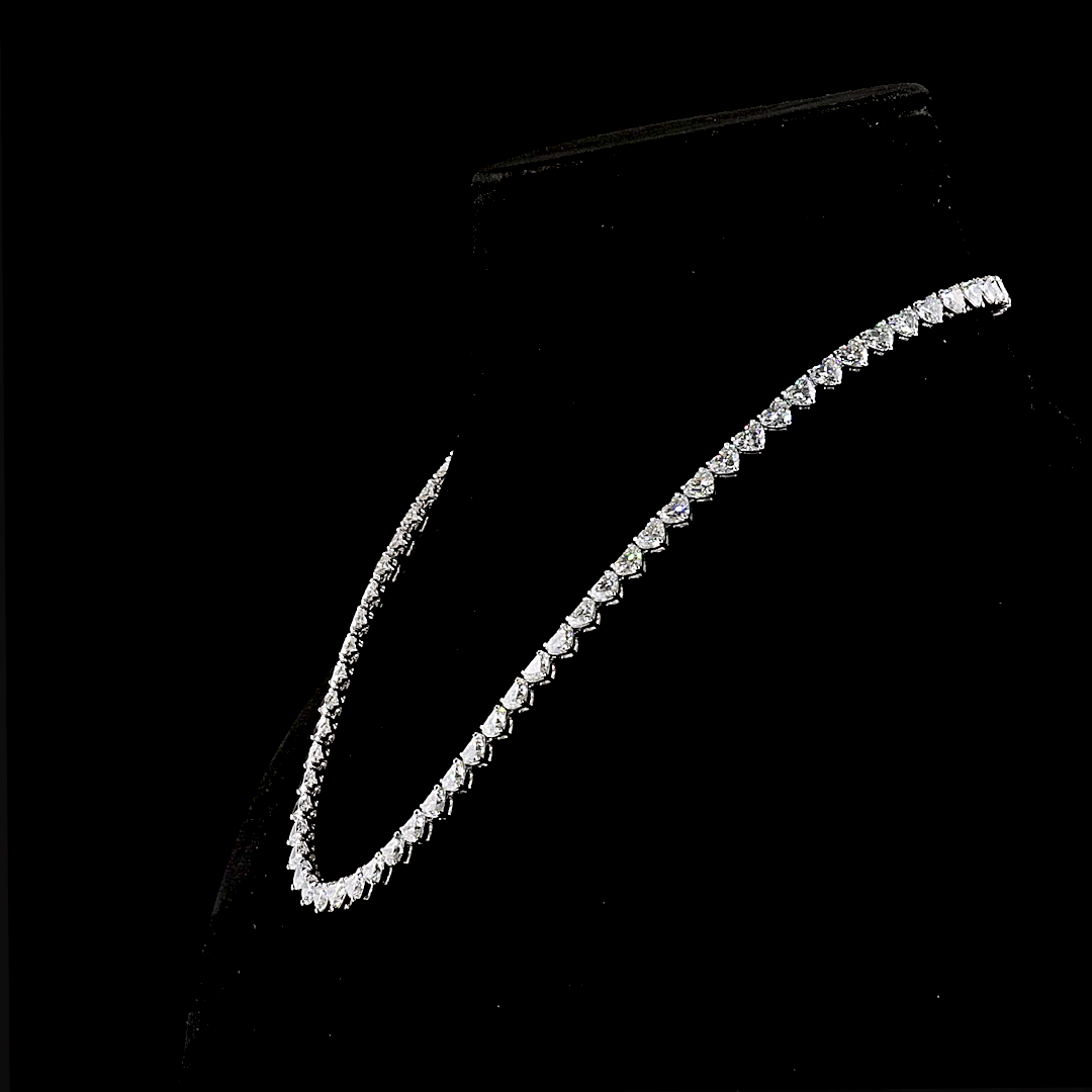 33.16 CTTW Heart Lab Grown Diamond Tennis Necklace 16.5" (E Color and VS2 Clarity)