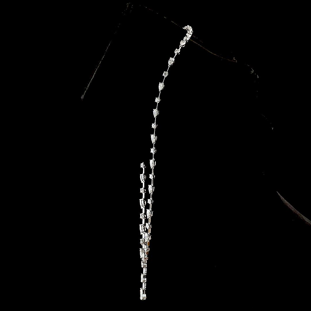 13.09 CTTW Pear Lab Grown Diamond Lariat Necklace 18" (E Color and VS1 Clarity)