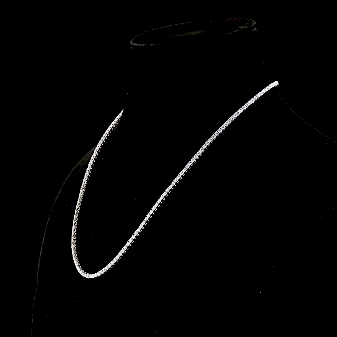 8.02 CTTW Round Lab Grown Diamond Tennis Necklace 18" (E Color and VS1 Clarity)