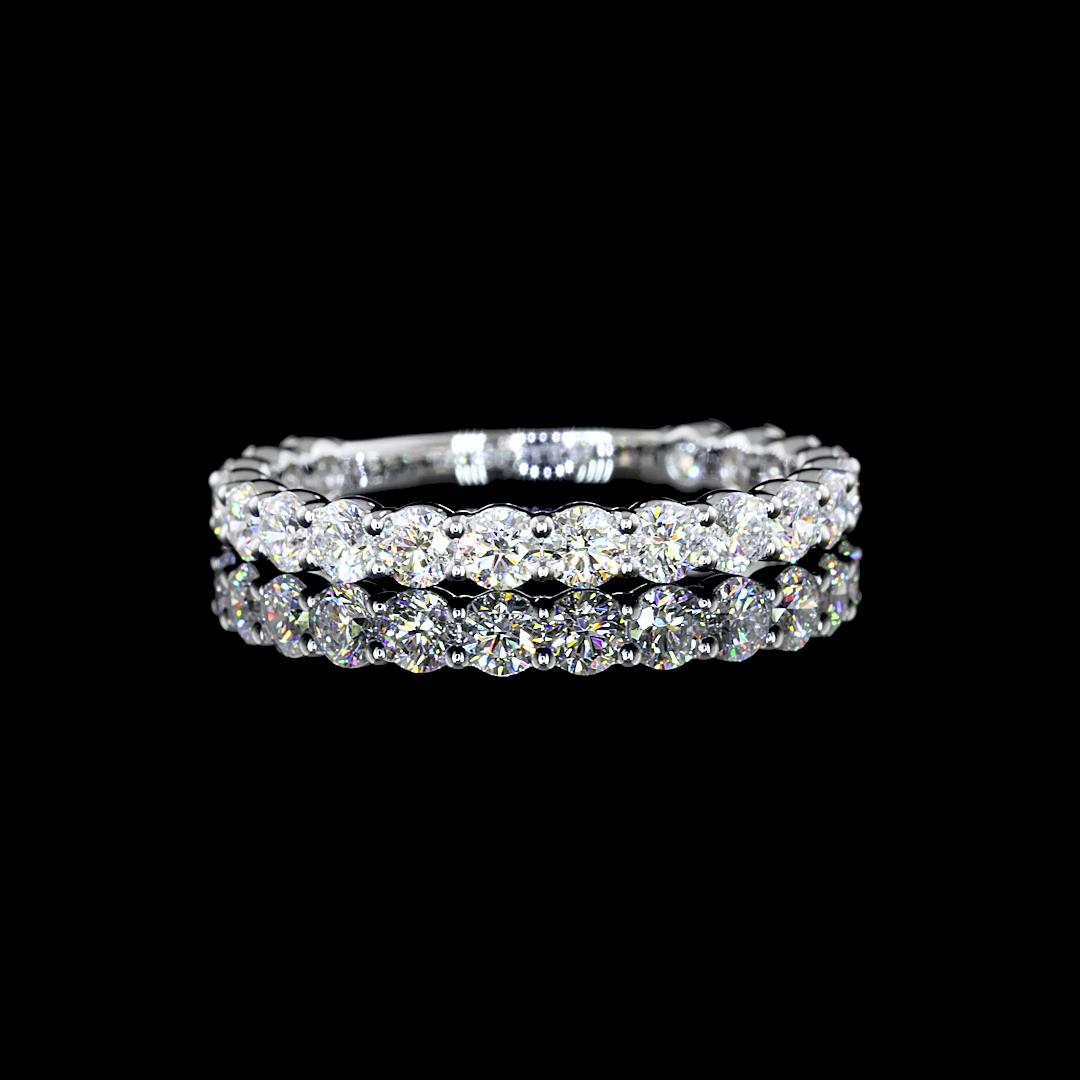 0.99 CTTW Round Lab Diamond 3/4 Eternity Band Sz. 6 14k White Gold E/F Color and VS1/VS Clarity jewelry-spot-usa