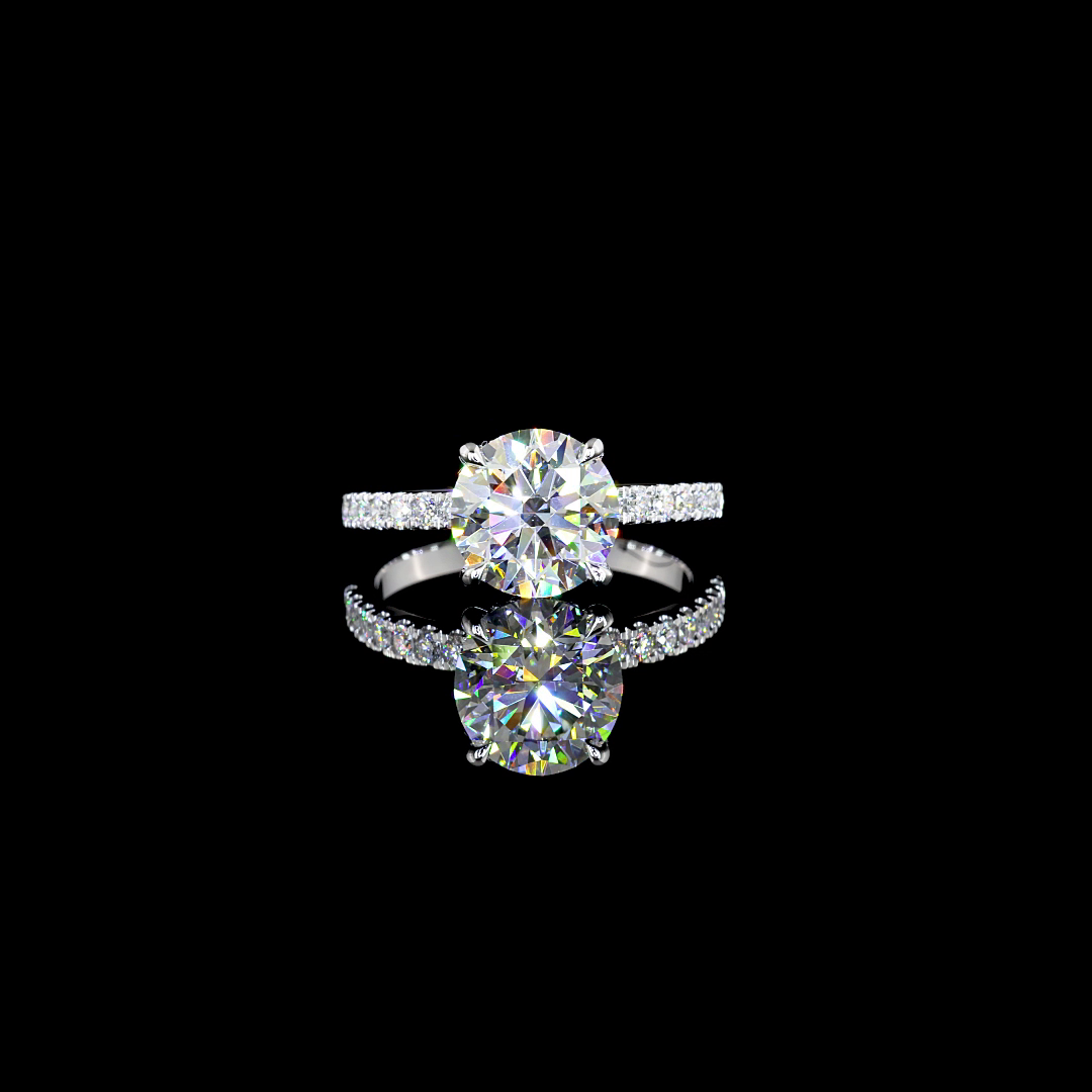2.33 CTTW Round D VS1 Lab Diamond Hidden Halo Ring 14k White Gold
