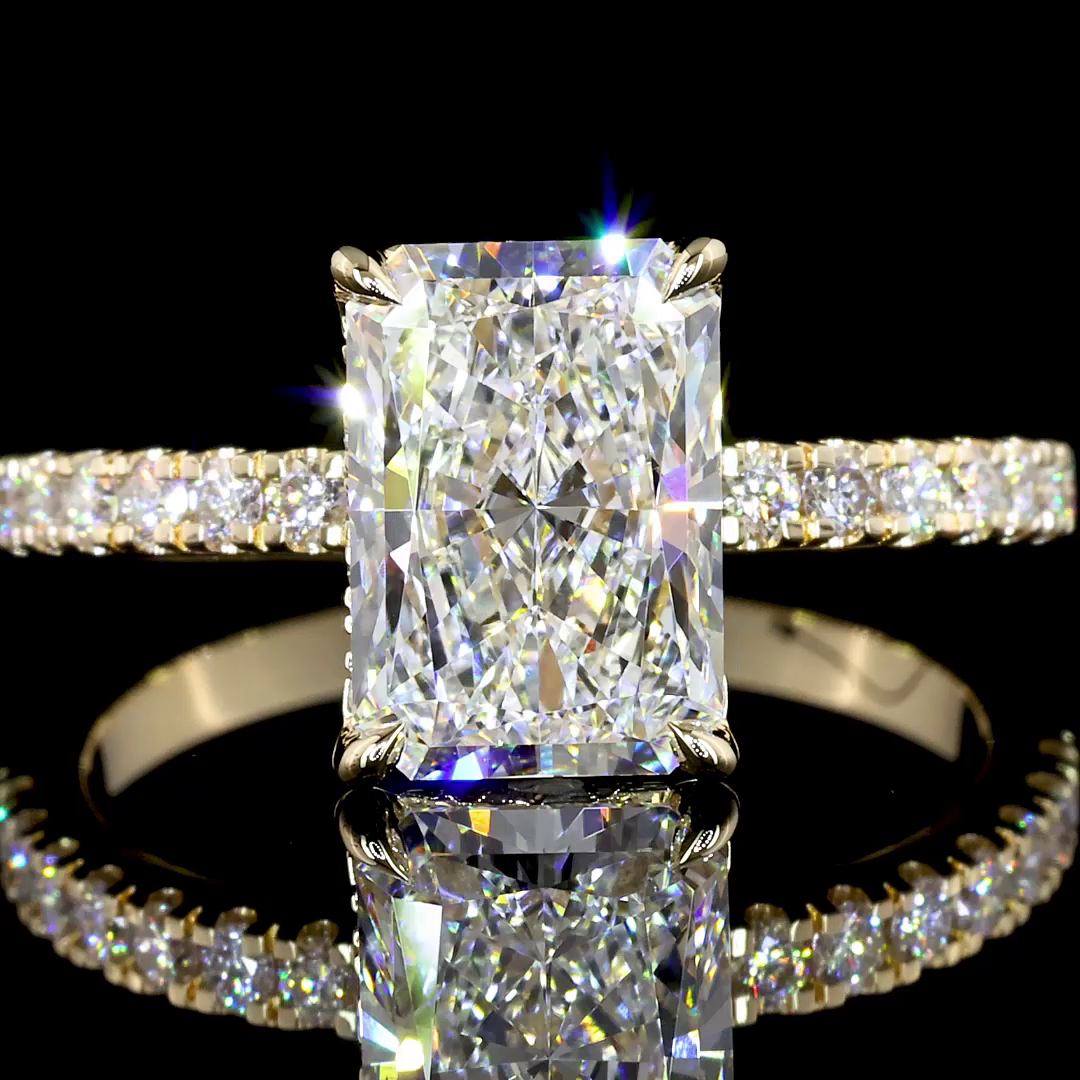 1.92 CTTW Radiant Lab Diamond Hidden Halo RGYHHRAD150 14k Yellow Gold E Color and VVS1 Clarity jewelry-spot-usa