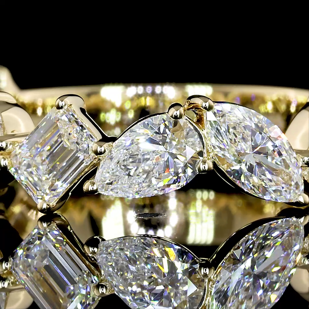 2.11 CTTW MIX Lab Diamond 3/4 Eternity Band Sz. 6.5 14k Yellow Gold F Color and VS2 Clarity jewelry-spot-usa