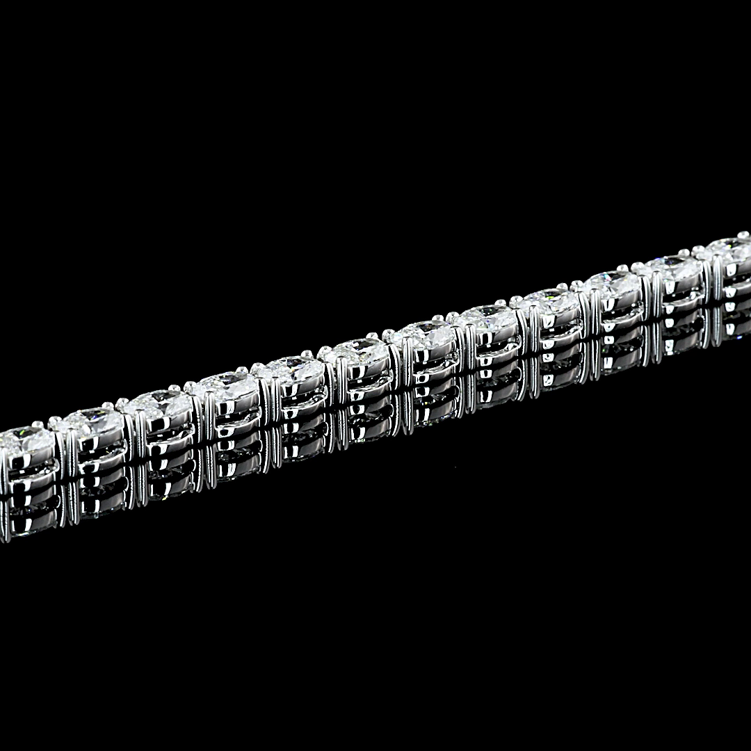 9.92 CTTW Oval Lab Diamond Tennis Necklace 16.85" 14k White Gold (F Color and VS1 Clarity)