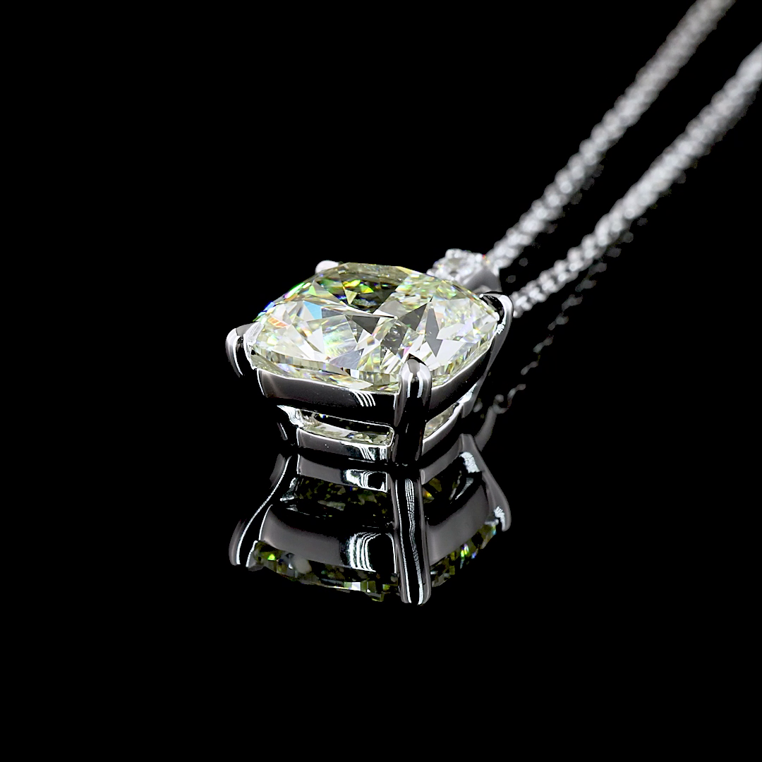 2.96 CTTW Cushion Modified Lab Grown Diamond Cushion Modified Necklace Pendant (J Color and VS1 Clarity)