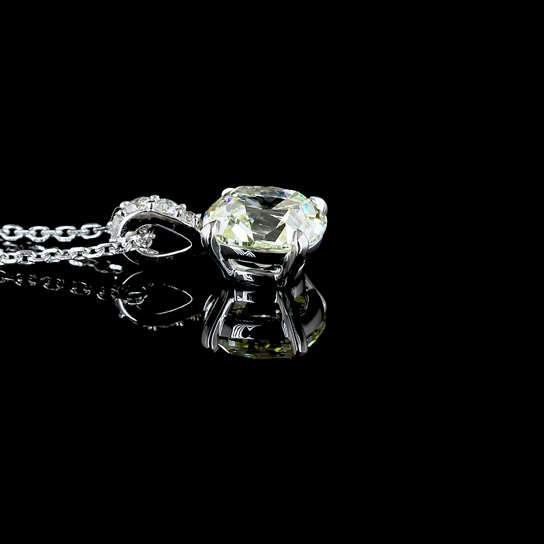 1.59 CTTW Antique Cushion Lab Diamond Antique Cushion Necklace Pendant 18" 14k White Gold I/J Color and VVS2/VS1 Clarity jewelry-spot-usa