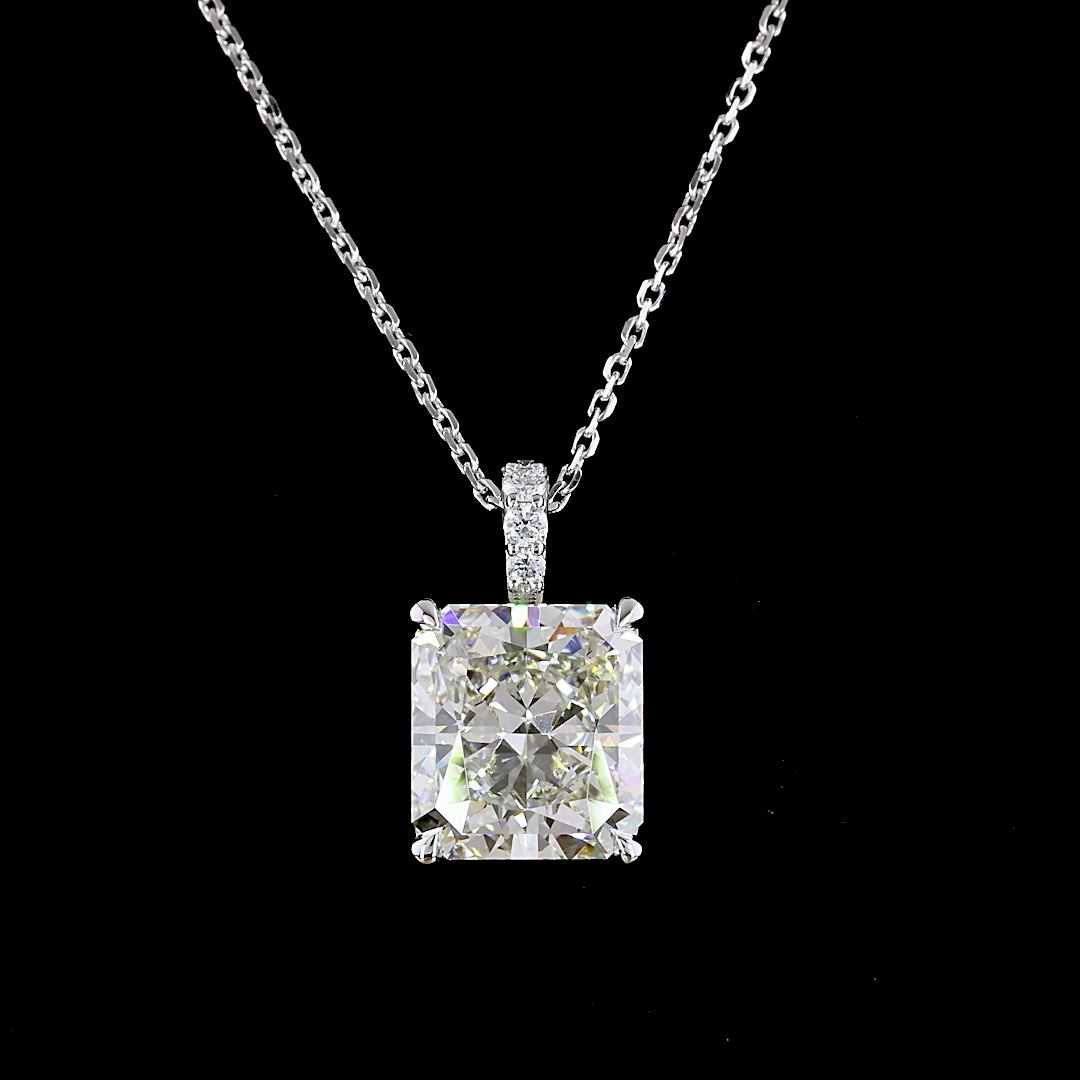 4.10 CTTW Radiant Lab Diamond Radiant Necklace Pendant 18" 14k White Gold J Color and VS2 Clarity jewelry-spot-usa