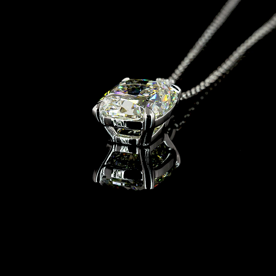 3.19 CTTW Cushion Brilliant Lab Grown Diamond Cushion Brilliant Necklace Pendant (I Color and VS2 Clarity)