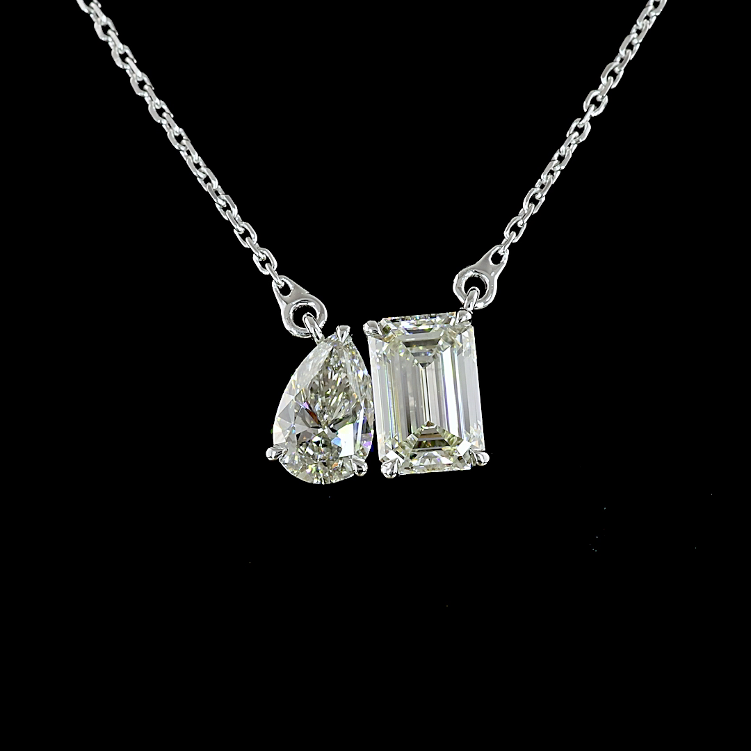 1.68 CTTW MIX Lab Diamond MIX Necklace Pendant 18" 14k White Gold I Color and VS1 Clarity jewelry-spot-usa