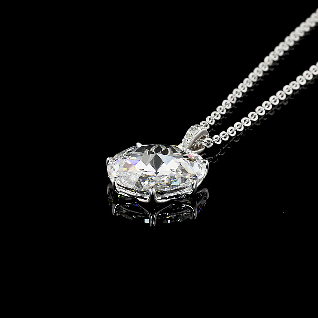 4.79 CTTW Rose Cut Lab Diamond Rose Cut Necklace Pendant (F Color and VS1 Clarity)