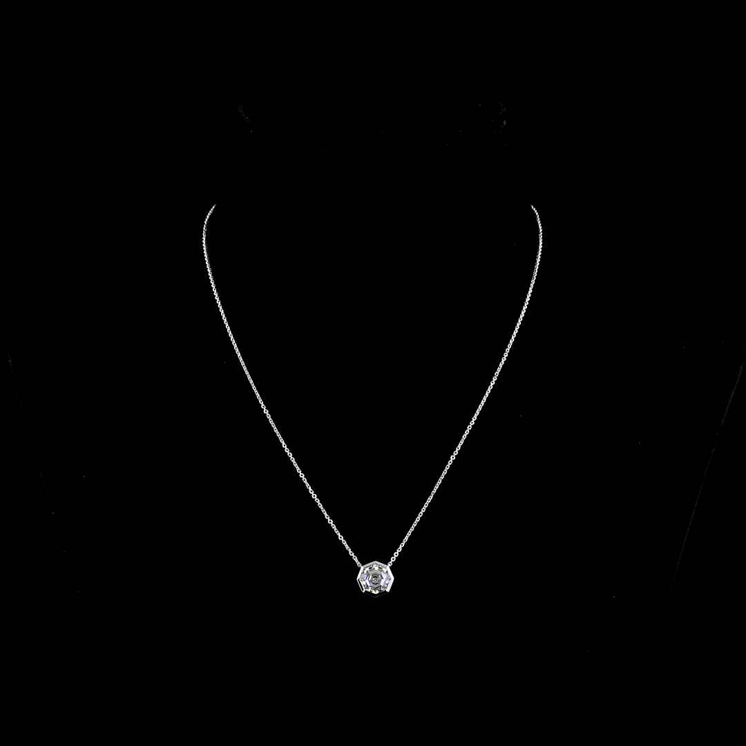 2.23 CT Octagon Lab Diamond Solitaire Necklace Pendant 18" 14k White Gold (F Color and VS1 Clarity)