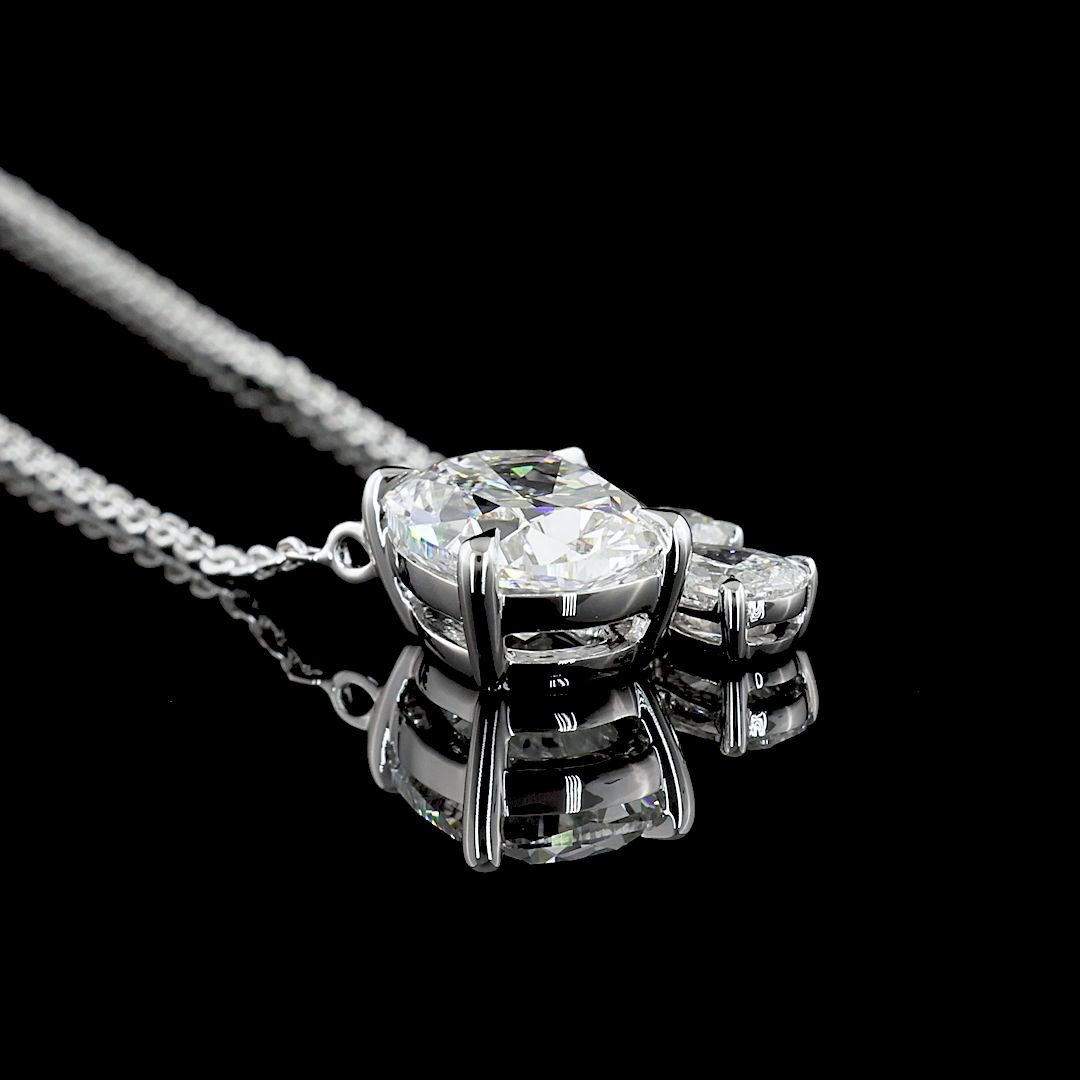 2.11 CTTW MIX Lab Diamond MIX Necklace Pendant 18" 14k White Gold (G/E Color and VS1 Clarity)
