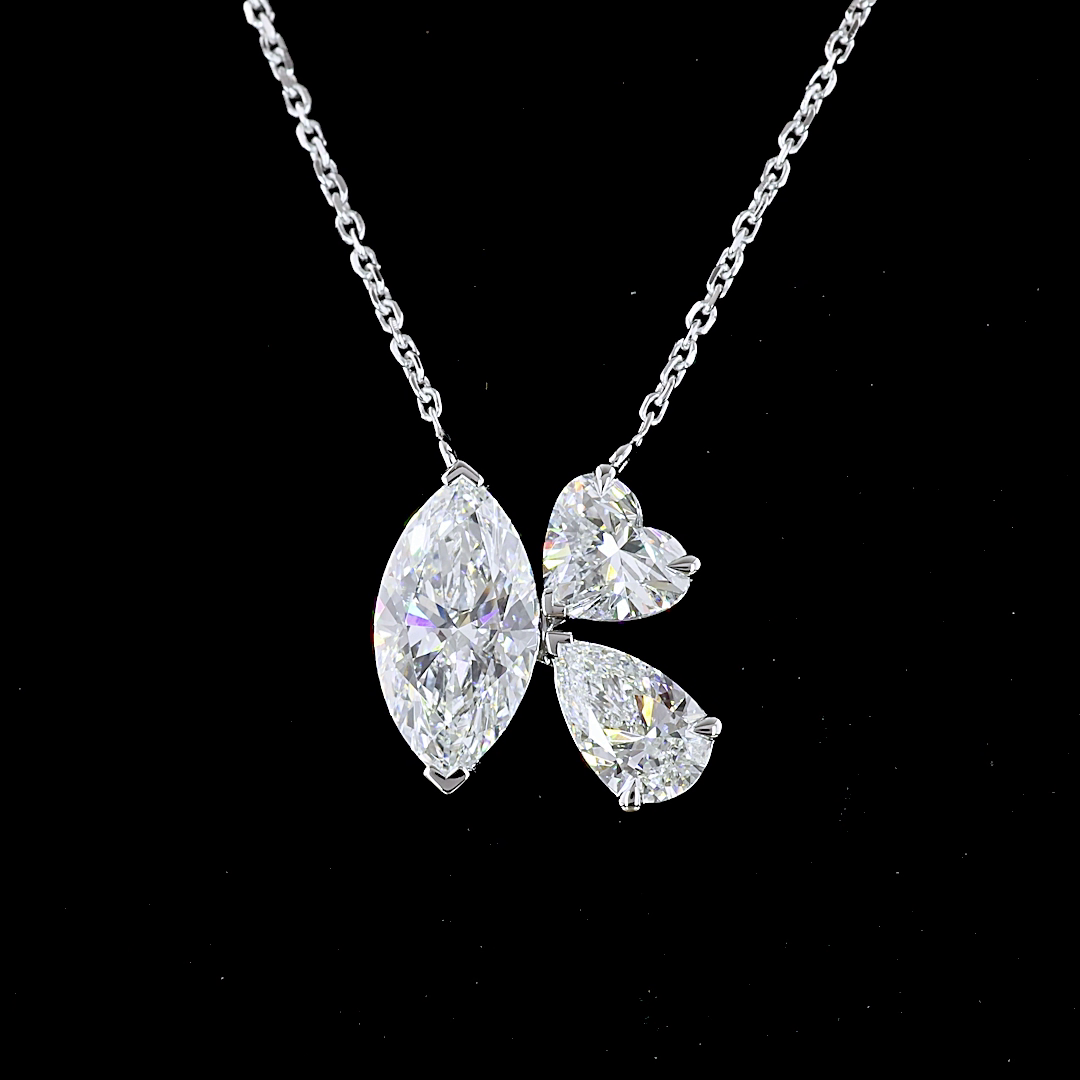 2.66 CTTW MIX Lab Diamond MIX Necklace Pendant 18" 14k White Gold E Color and VVS2 Clarity jewelry-spot-usa
