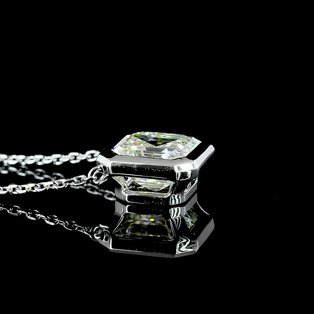 2.26 CT Asscher Lab Diamond Solitaire Necklace Pendant 18" 14k White Gold (H Color and VVS2 Clarity)