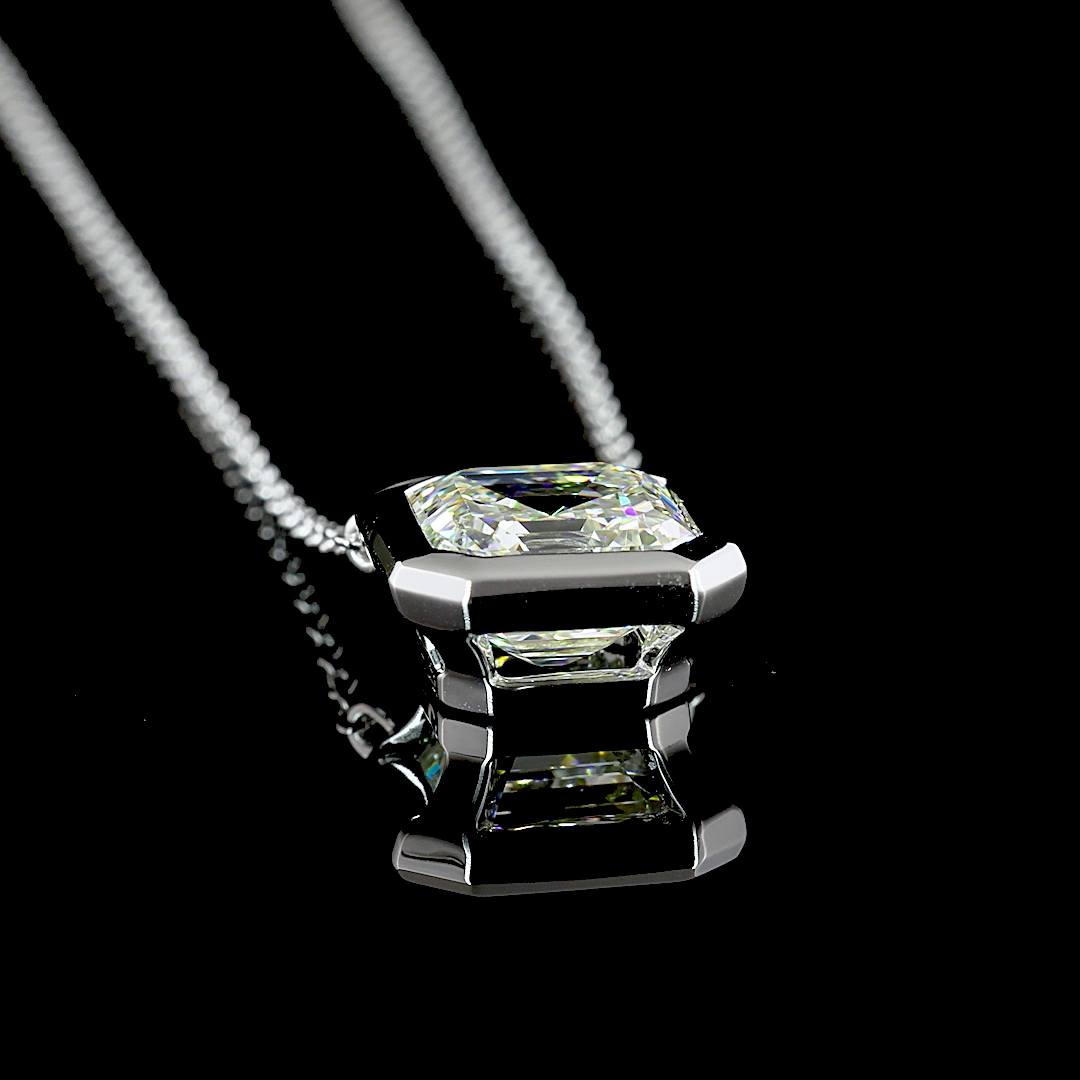 2.26 CT Asscher Lab Diamond Solitaire Necklace Pendant 18" 14k White Gold (H Color and VVS2 Clarity)