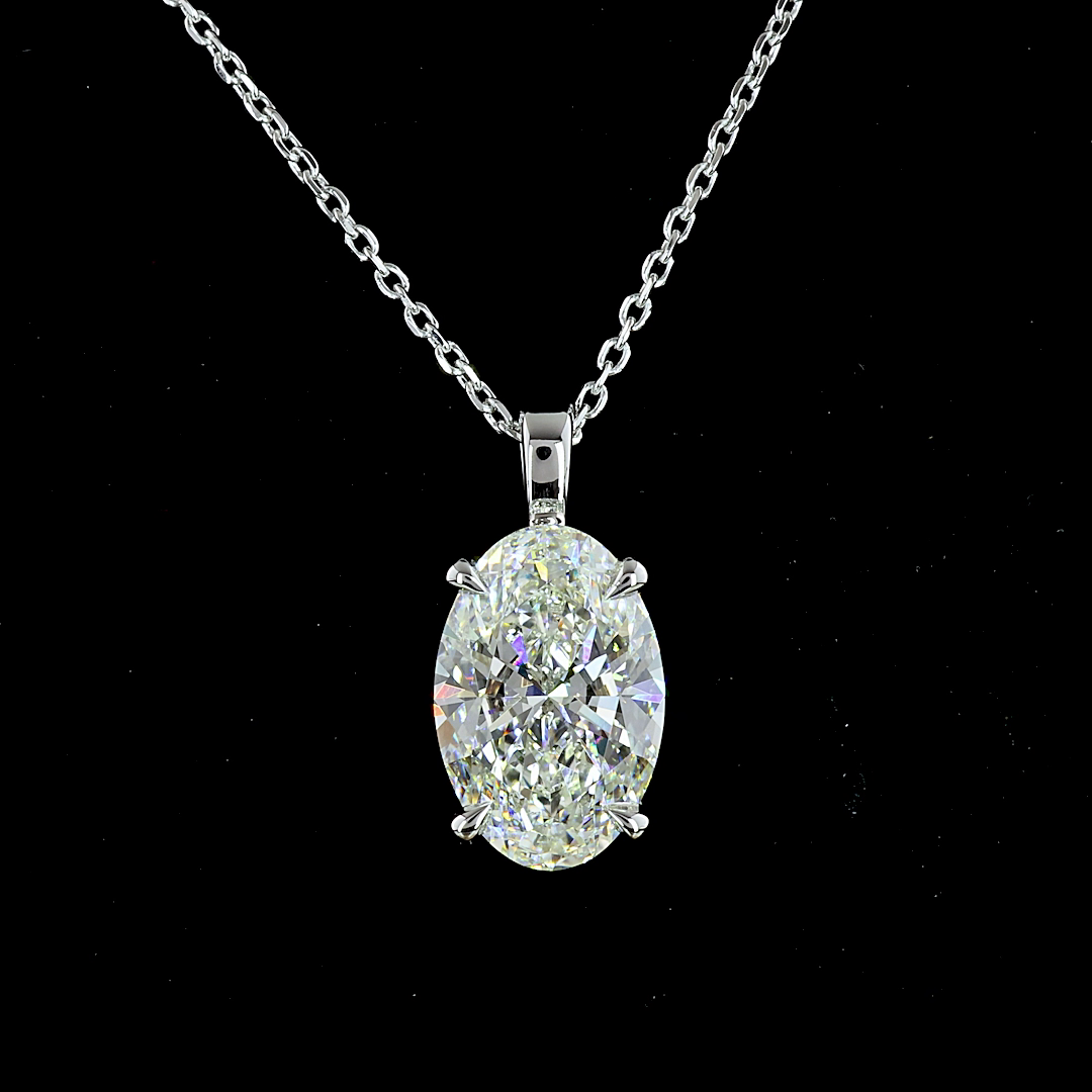 2.90 CT Oval Lab Diamond Solitaire Necklace Pendant 18" 14k White Gold G Color and VVS1 Clarity jewelry-spot-usa