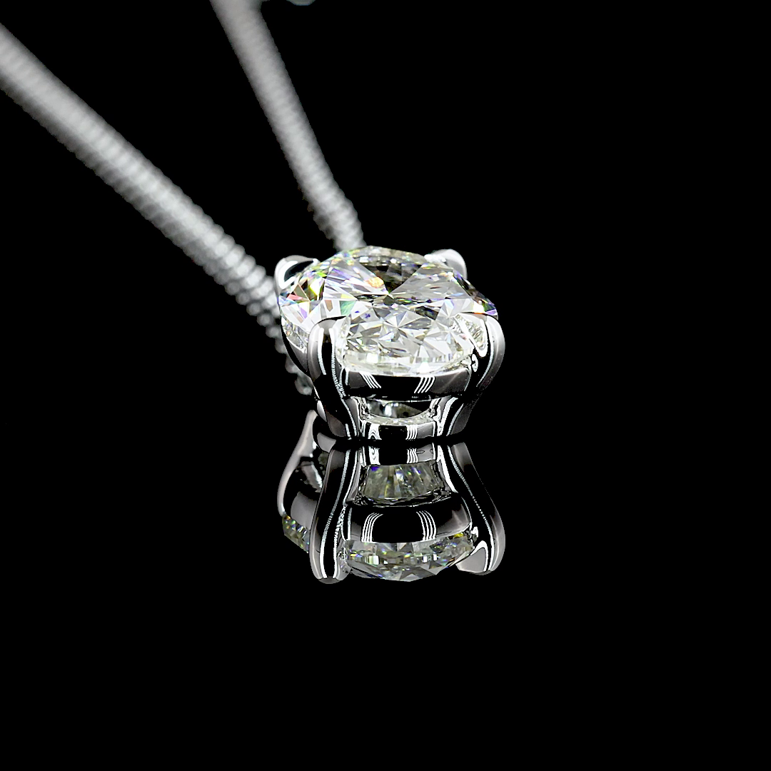 2.90 CT Oval Lab Diamond Solitaire Necklace Pendant 18" 14k White Gold G Color and VVS1 Clarity jewelry-spot-usa