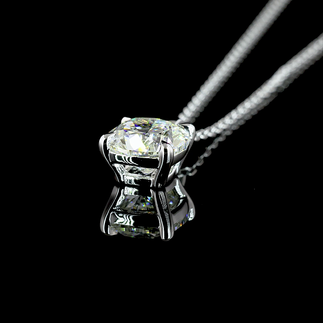 1.51 CT Square Cushion Brilliant Lab Diamond Solitaire Necklace Pendant 18" 14k White Gold G Color and VVS2 Clarity jewelry-spot-usa