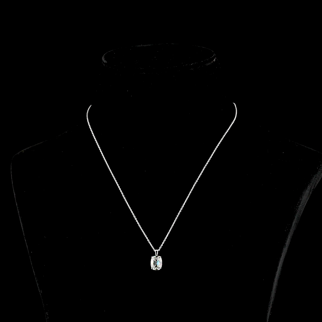2.19 CT Antique Cushion Lab Diamond Solitaire Necklace Pendant 18" 14k White Gold G Color and VS1/VVS2 Clarity jewelry-spot-usa
