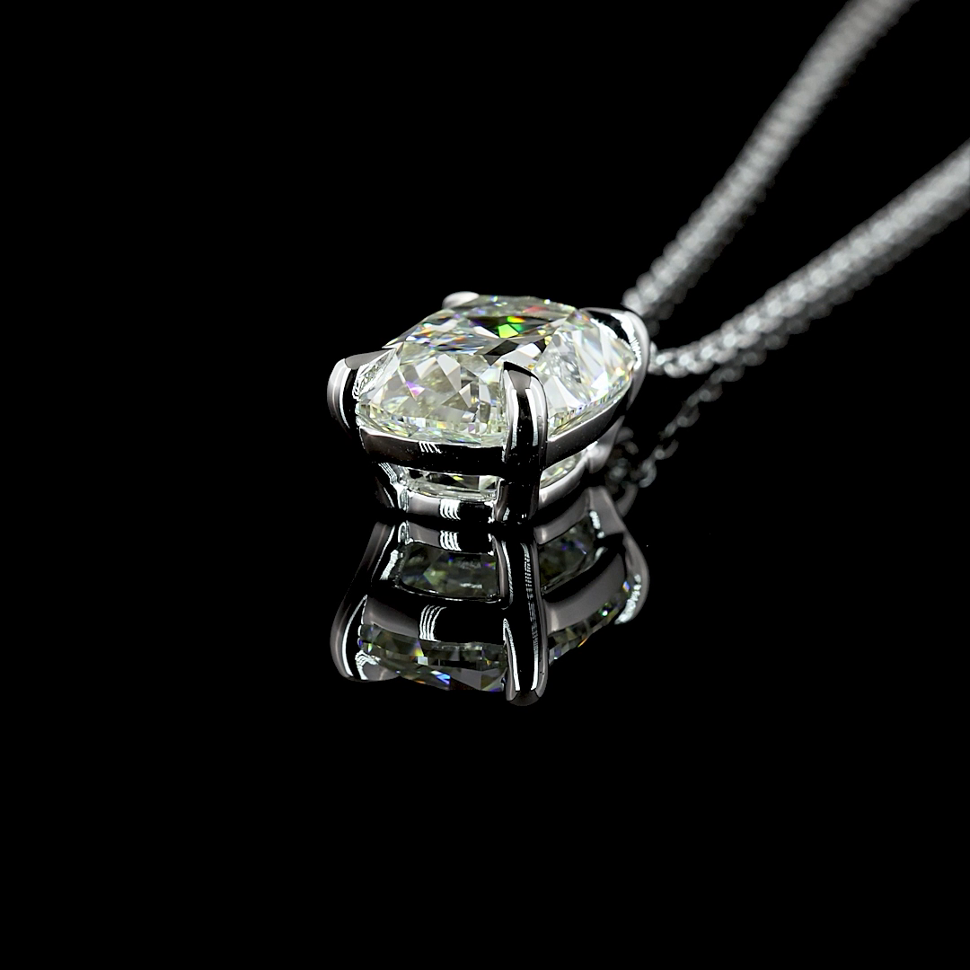2.19 CT Antique Cushion Lab Diamond Solitaire Necklace Pendant 18" 14k White Gold G Color and VS1/VVS2 Clarity jewelry-spot-usa