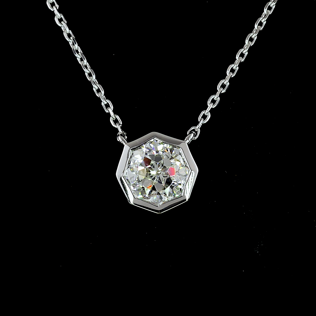 1.50 CT Octagon Lab Diamond Solitaire Necklace Pendant 18" 14k White Gold (G Color and VVS2 Clarity)