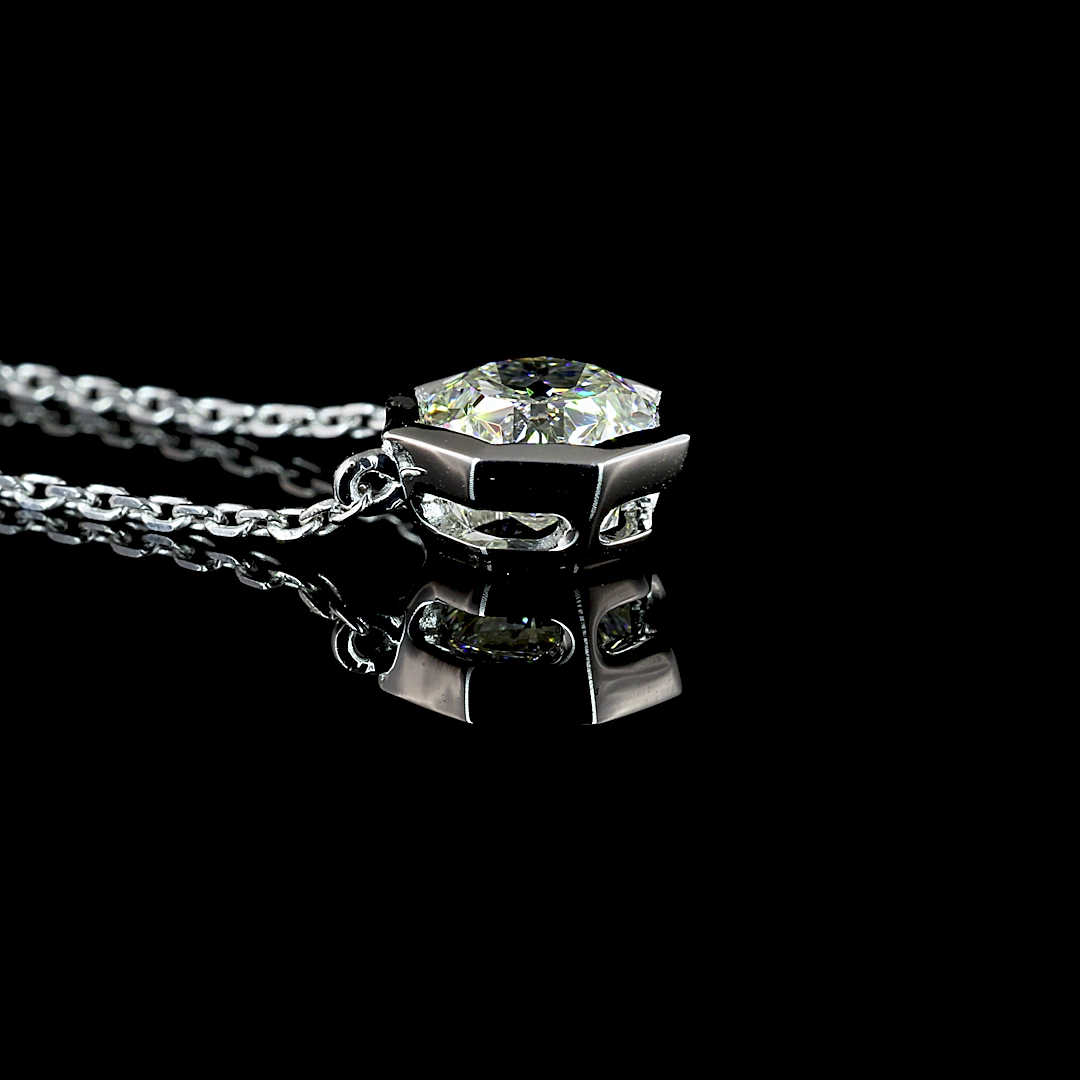 1.50 CT Octagon Lab Diamond Solitaire Necklace Pendant 18" 14k White Gold (G Color and VVS2 Clarity)