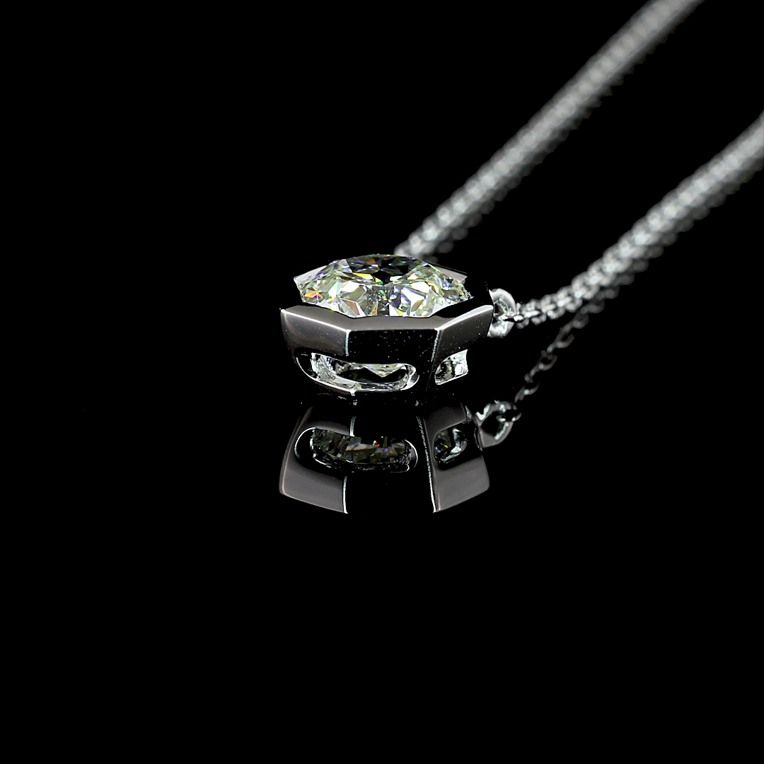 1.50 CT Octagon Lab Diamond Solitaire Necklace Pendant 18" 14k White Gold (G Color and VVS2 Clarity)