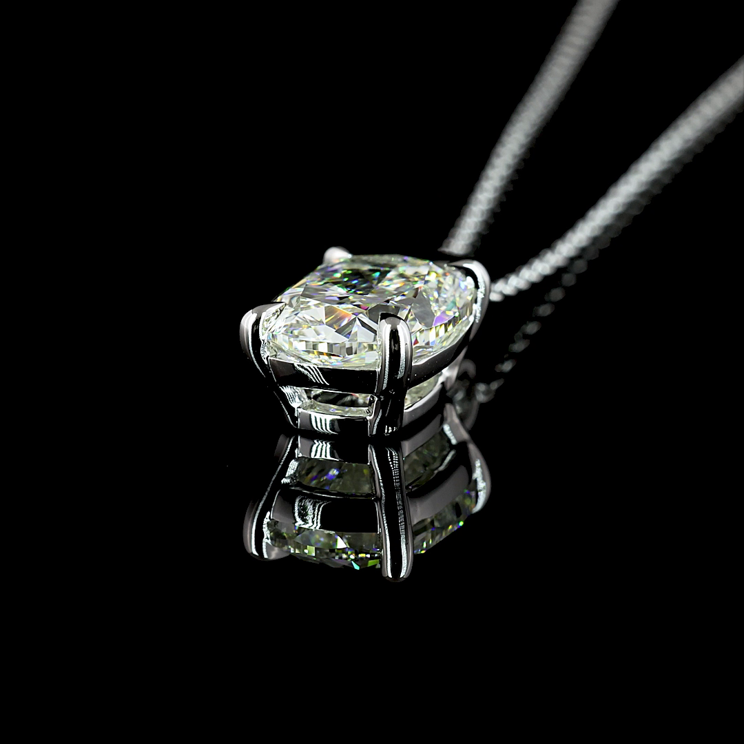 2.03 CT Cushion Brilliant Lab Grown Diamond Solitaire Necklace Pendant 18" (H Color and VS1 Clarity)