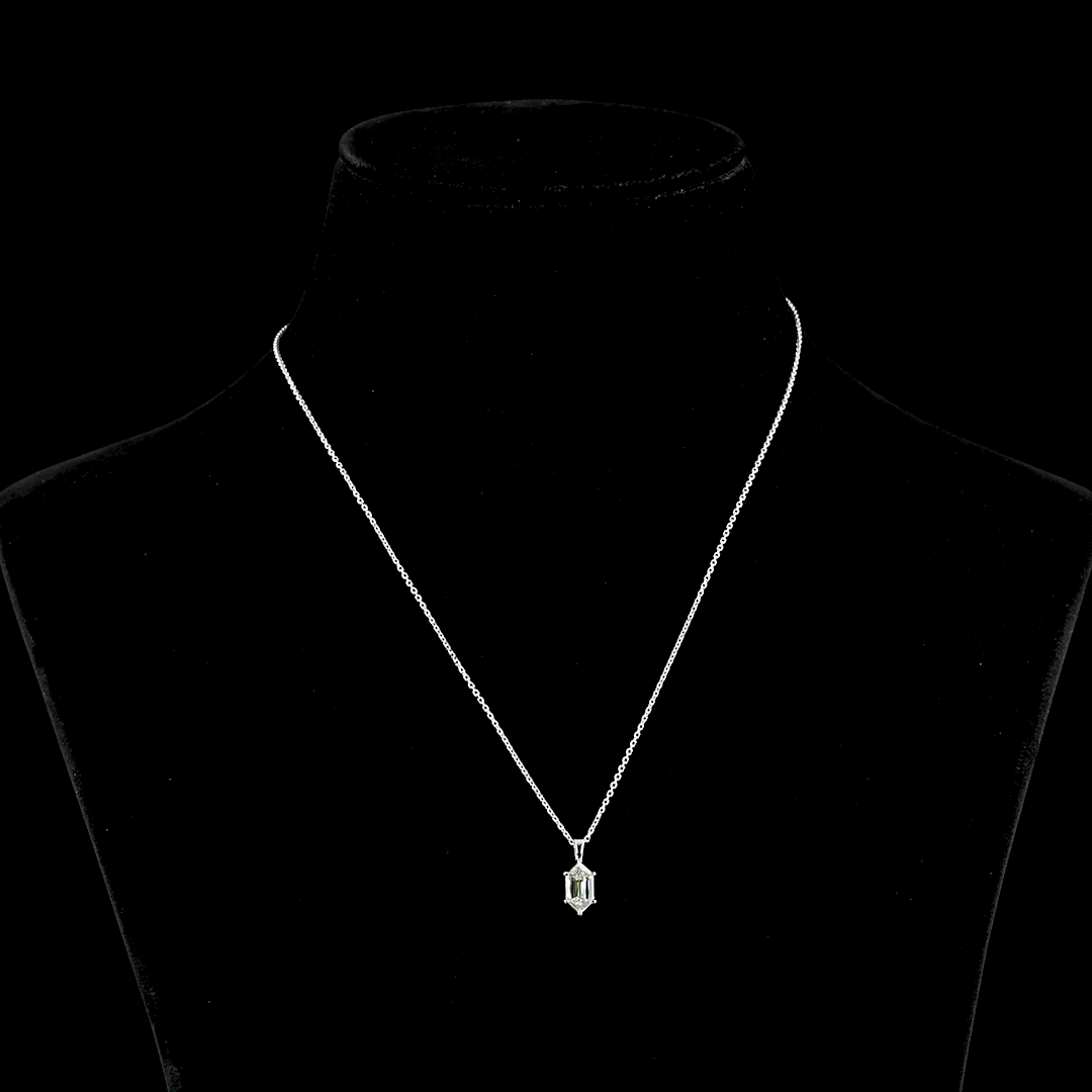 1.06 CT Step Marquise Lab Diamond Solitaire Necklace Pendant 18" 14k White Gold (G Color and VVS2 Clarity)