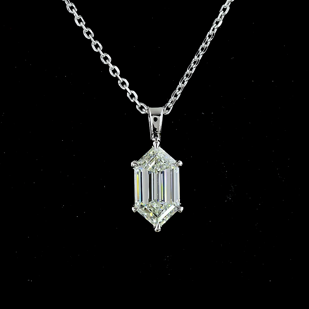 1.06 CT Step Marquise Lab Diamond Solitaire Necklace Pendant 18" 14k White Gold (G Color and VVS2 Clarity)