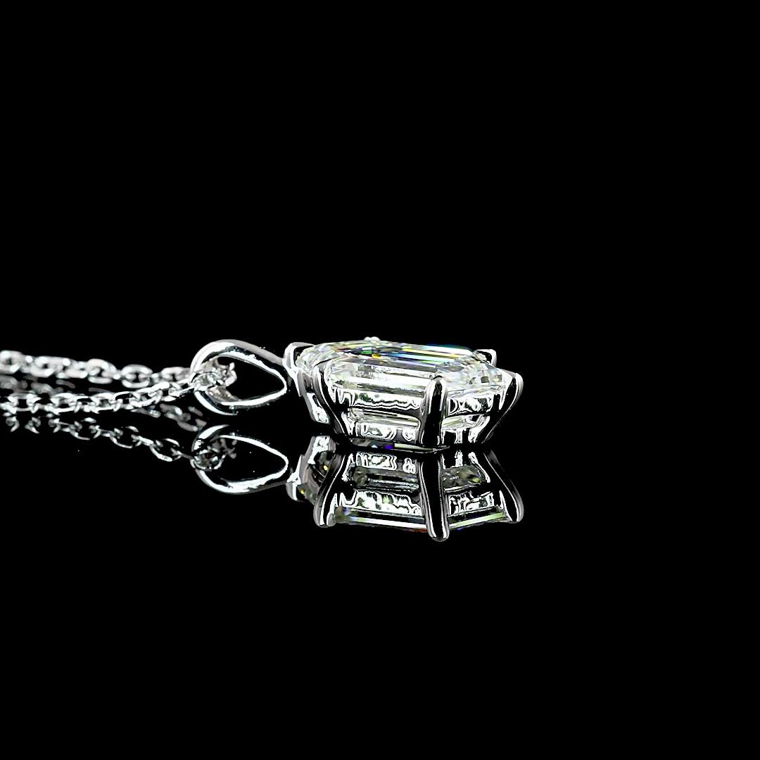 1.06 CT Step Marquise Lab Diamond Solitaire Necklace Pendant 18" 14k White Gold (G Color and VVS2 Clarity)