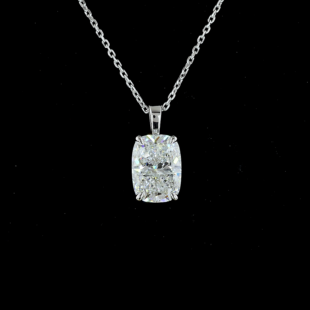 2.50 CT Cushion Brilliant Lab Diamond Solitaire Necklace Pendant 18" 14k White Gold (E/I/H Color and VVS1/VS1 Clarity)