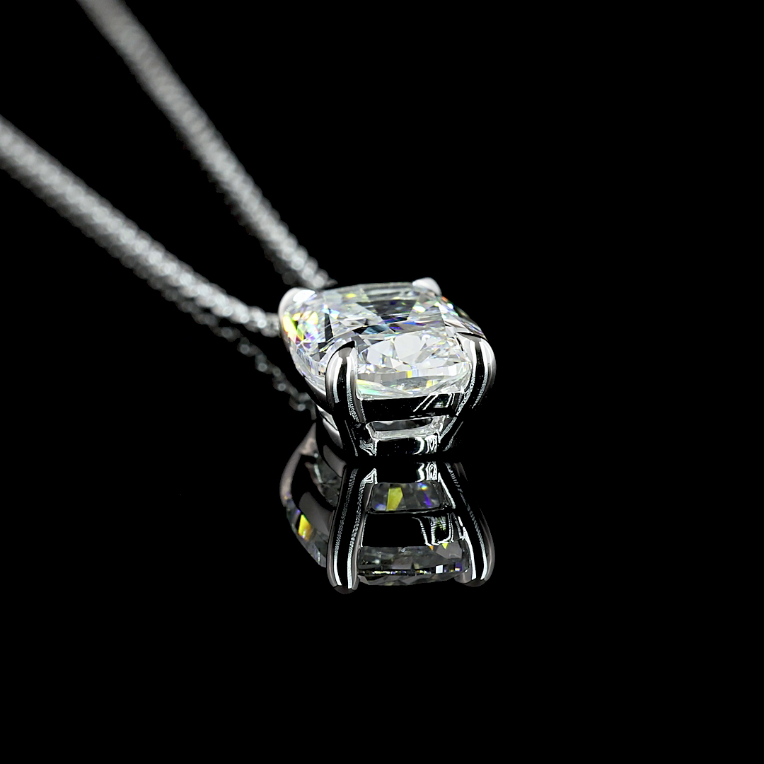 2.50 CT Cushion Brilliant Lab Diamond Solitaire Necklace Pendant 18" 14k White Gold (E/I/H Color and VVS1/VS1 Clarity)