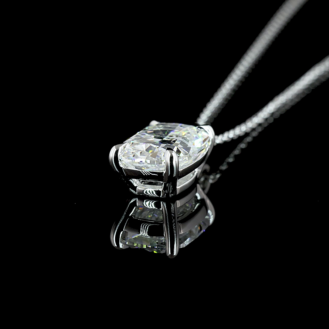 2.50 CT Cushion Brilliant Lab Diamond Solitaire Necklace Pendant 18" 14k White Gold (E/I/H Color and VVS1/VS1 Clarity)