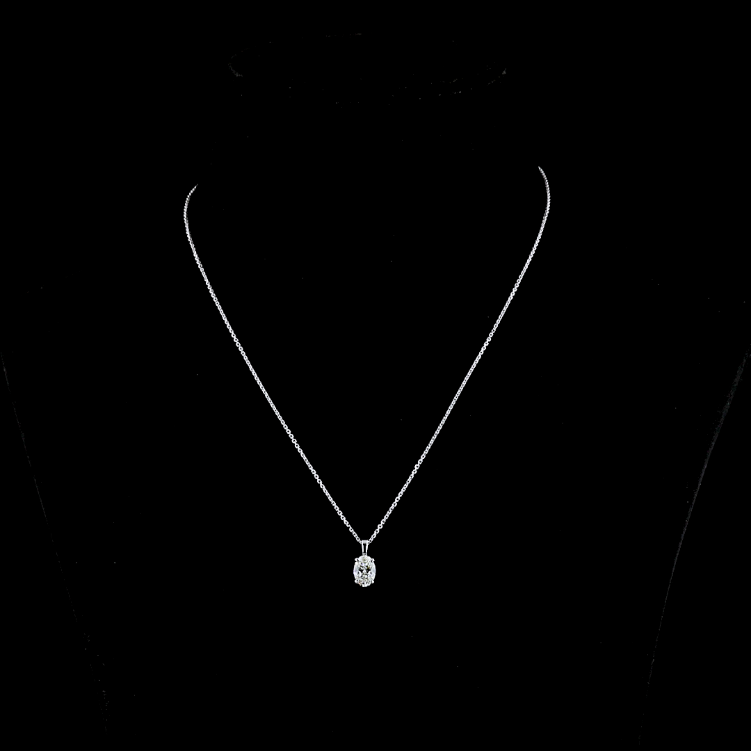 1.05 CT Oval Lab Diamond Solitaire Necklace Pendant (D Color and VVS2 Clarity)