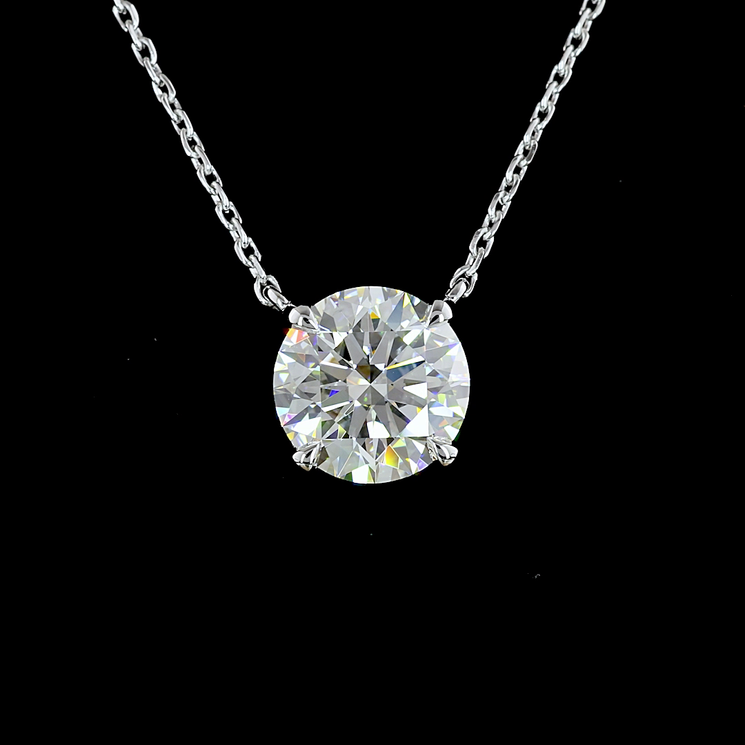 2.10 CT Round Lab Diamond Solitaire Necklace Pendant 18" (F Color and VS1 Clarity)