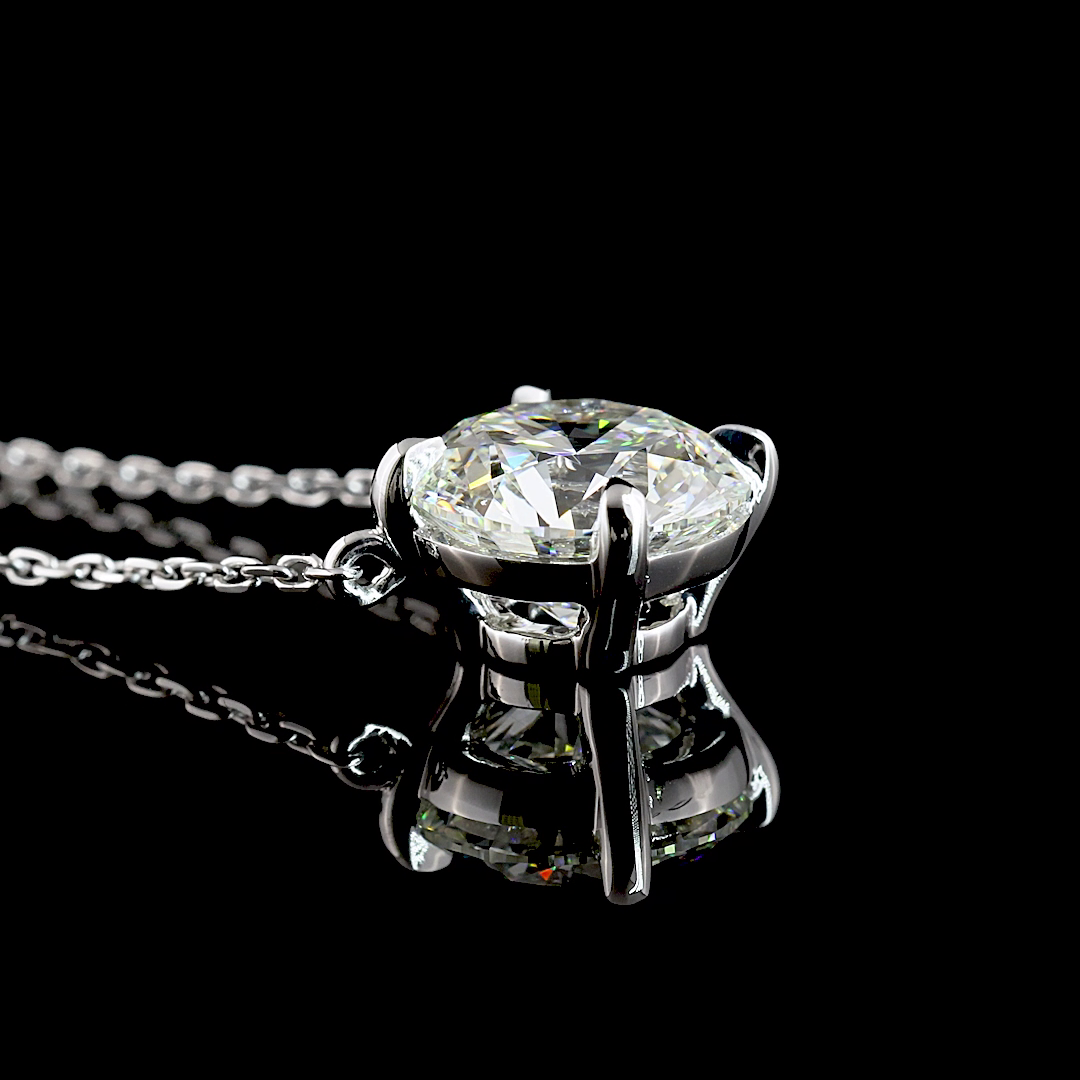 2.10 CT Round Lab Diamond Solitaire Necklace Pendant 18" (F Color and VS1 Clarity)
