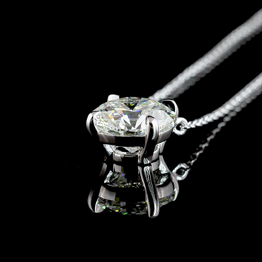 2.10 CT Round Lab Diamond Solitaire Necklace Pendant 18" (F Color and VS1 Clarity)