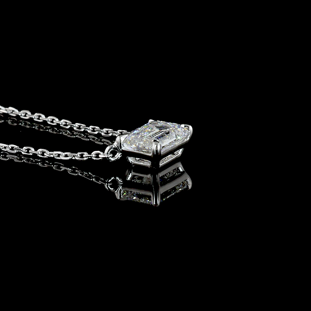 1.02 CT Emerald Lab Diamond Solitaire Necklace Pendant 18" (D Color and VVS2 Clarity)
