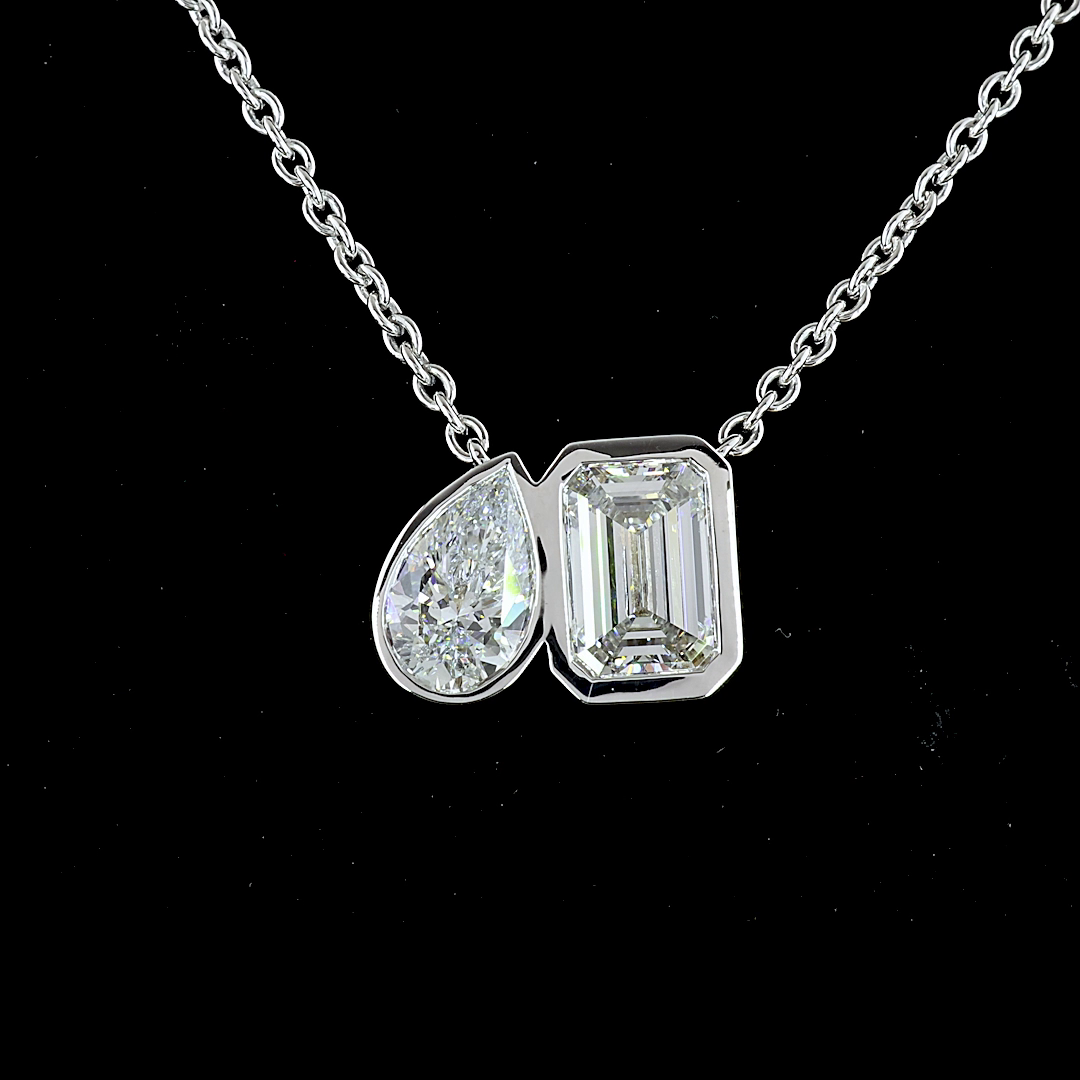 3.11 CTTW MIX Lab Diamond MIX Necklace Pendant 16" 14k White Gold D Color and VVS2 Clarity jewelry-spot-usa