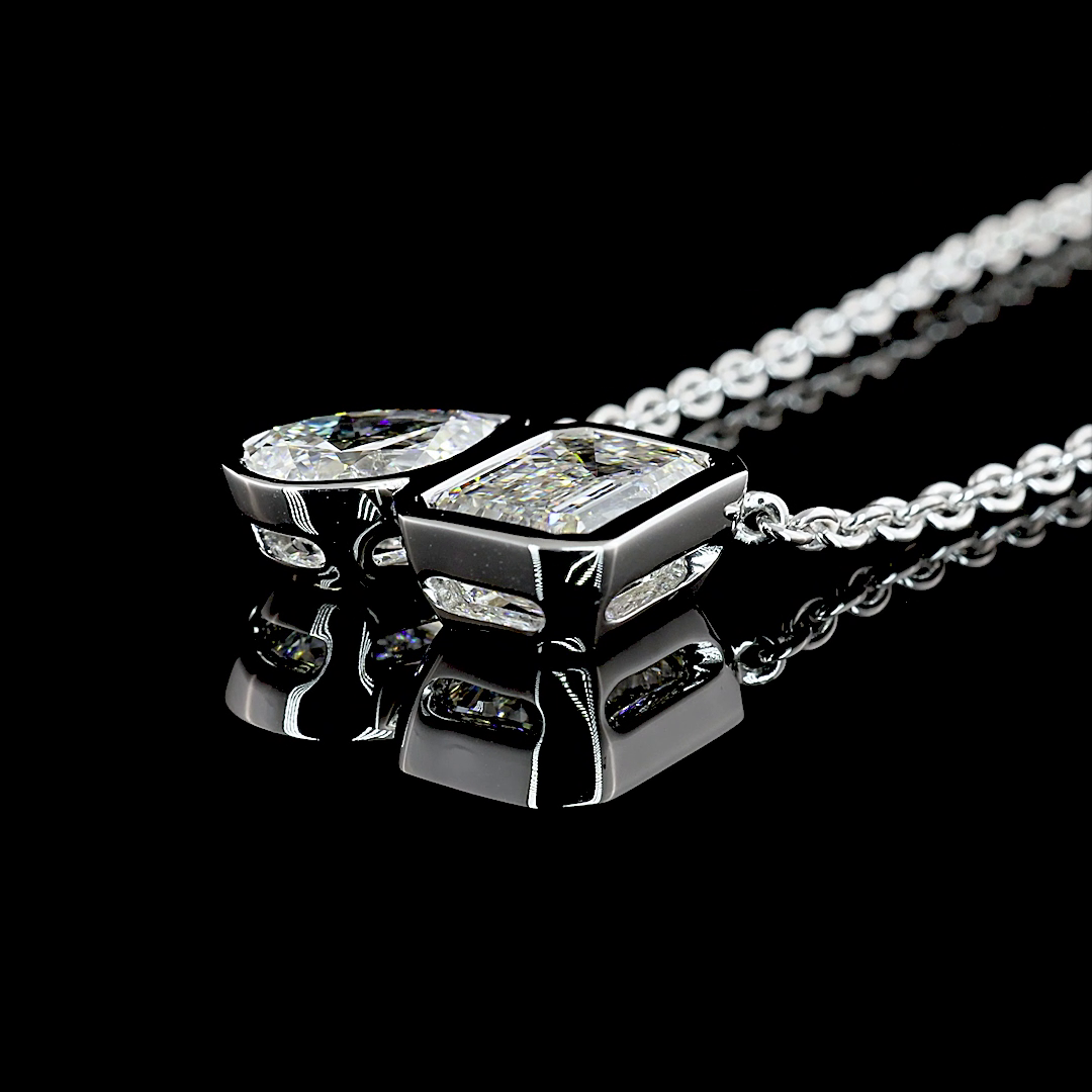 3.11 CTTW MIX Lab Diamond MIX Necklace Pendant 16" 14k White Gold D Color and VVS2 Clarity jewelry-spot-usa