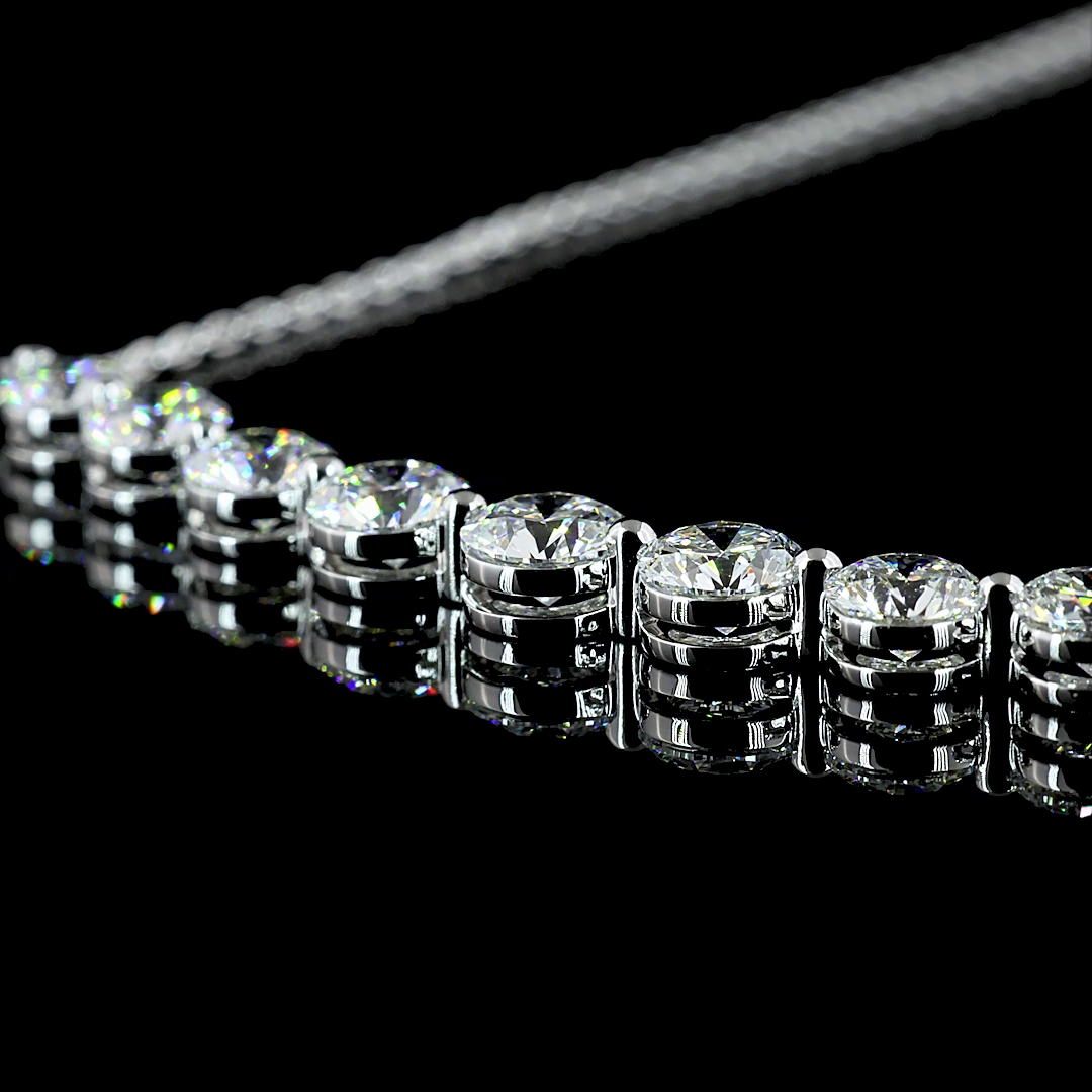 2.01 CTTW Round Lab Diamond Riviera Necklace Pendant 16.3" 14k White Gold F Color and VS2 Clarity jewelry-spot-usa