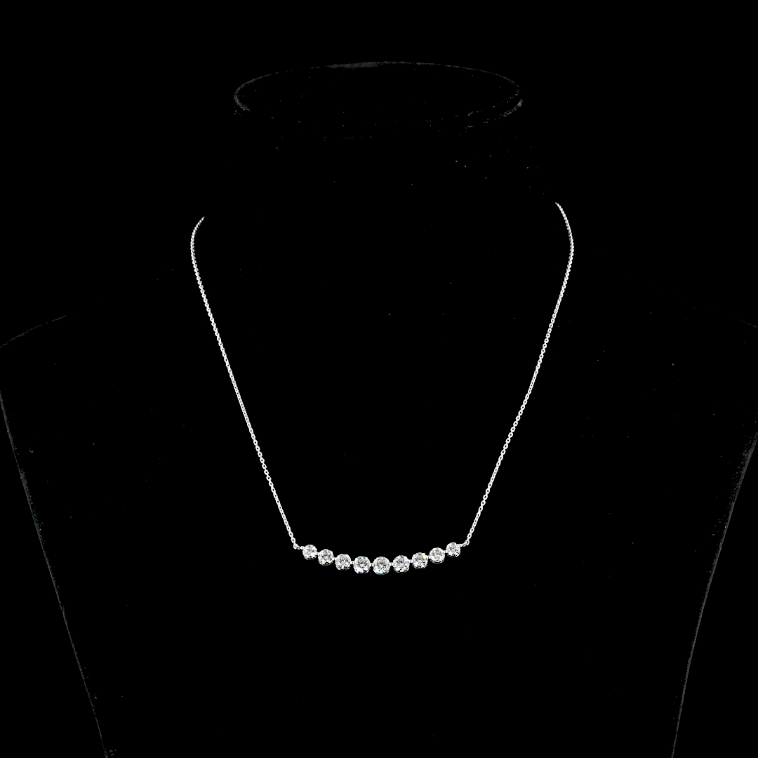 1.00 CTTW Round Lab Diamond Riviera Necklace Pendant 16.3" 14k White Gold (E Color and VS Clarity)