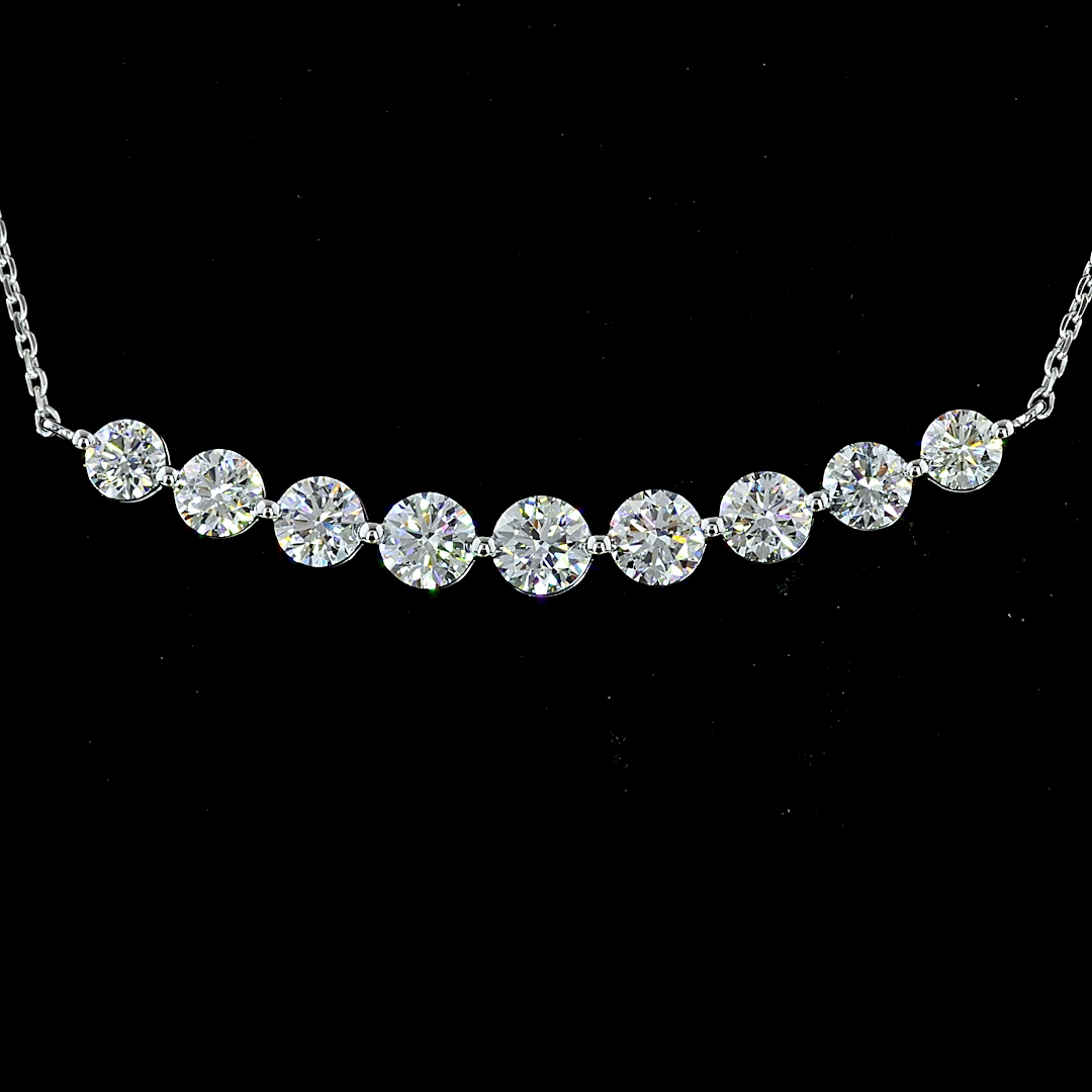 1.00 CTTW Round Lab Diamond Riviera Necklace Pendant 16.3" 14k White Gold (E Color and VS Clarity)