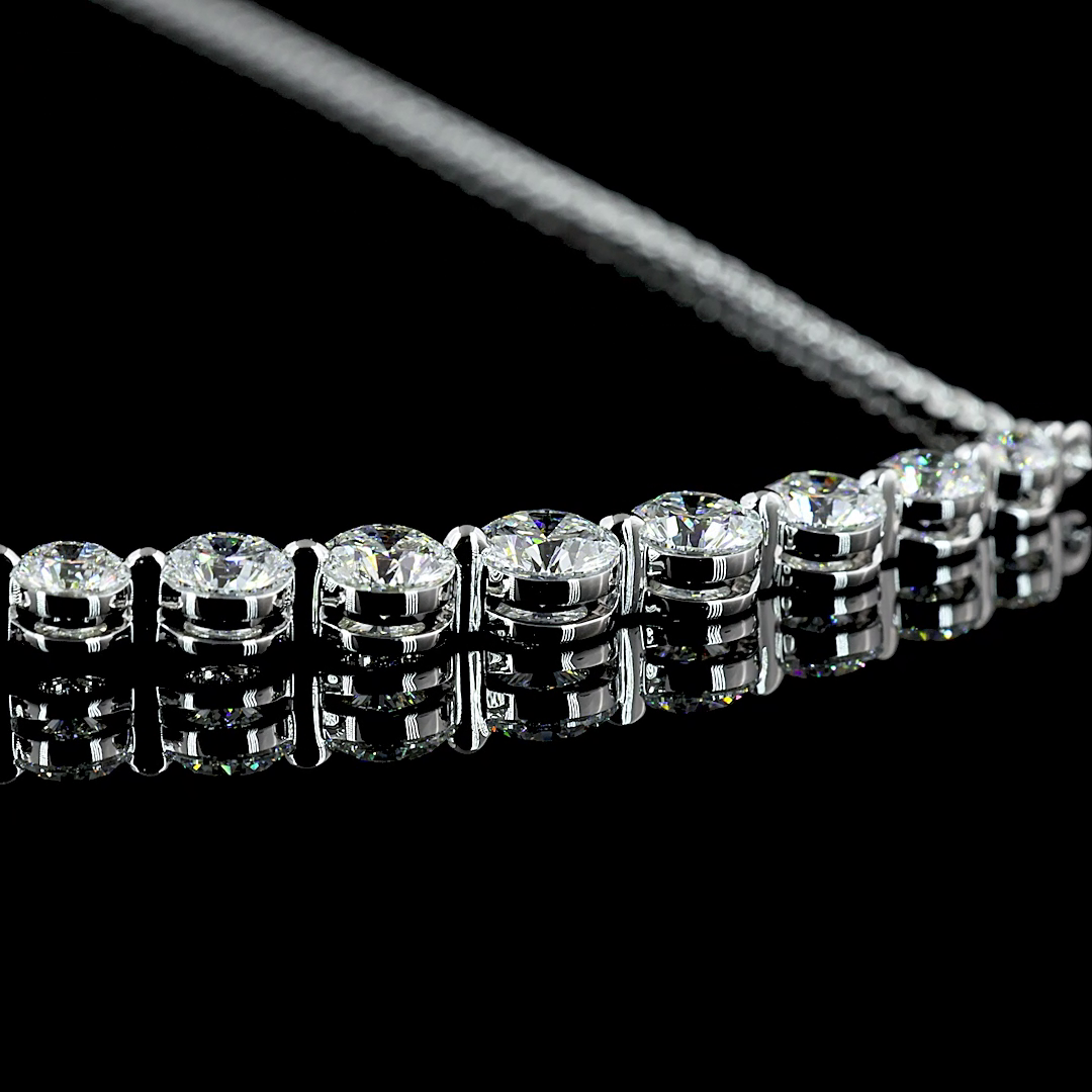 1.00 CTTW Round Lab Diamond Riviera Necklace Pendant 16.3" 14k White Gold (E Color and VS Clarity)