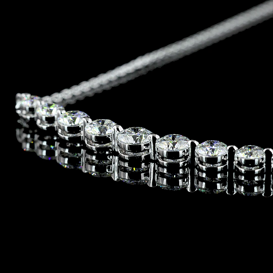 1.00 CTTW Round Lab Diamond Riviera Necklace Pendant 16.3" 14k White Gold (E Color and VS Clarity)