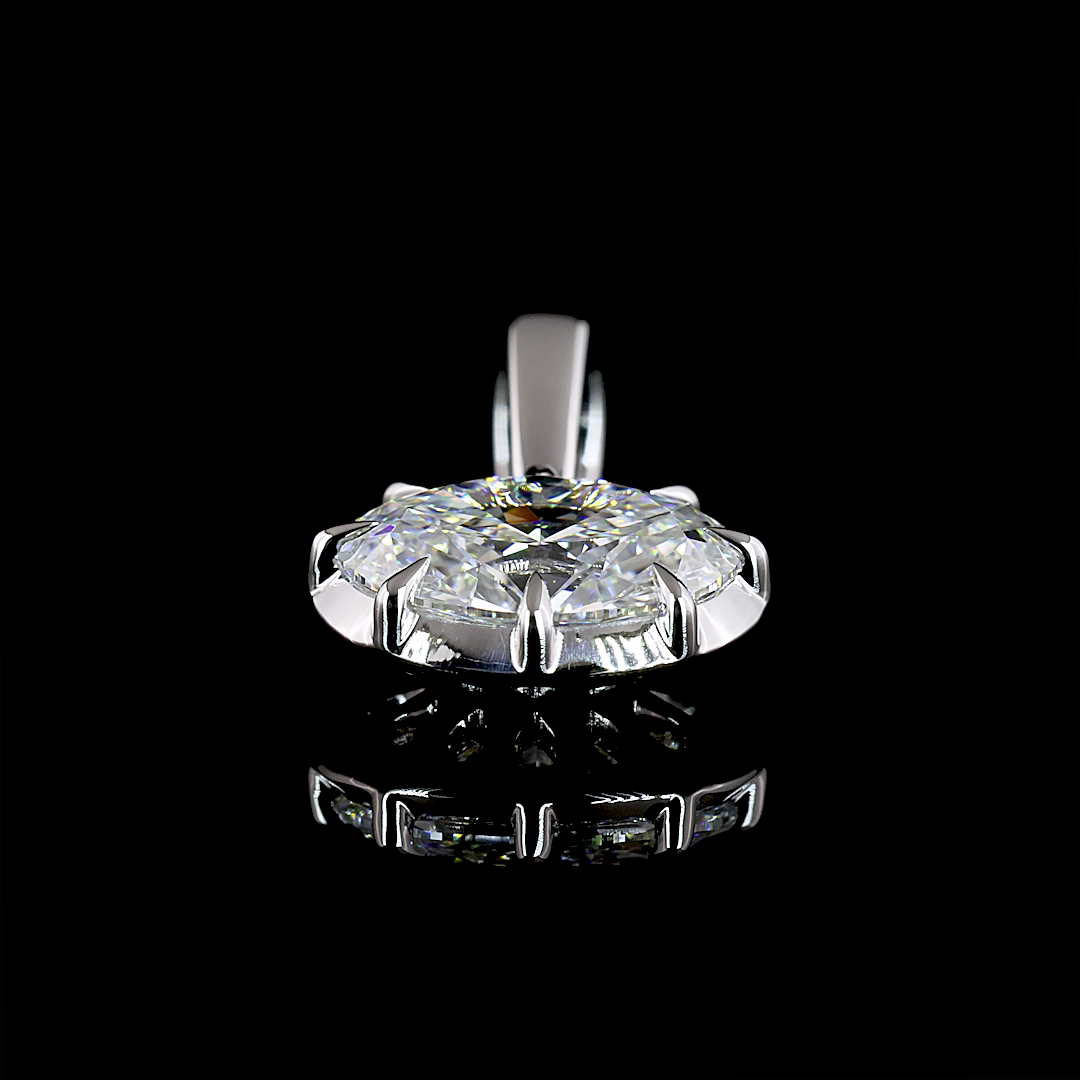 1.00 CT Oval Lab Diamond Solitaire Necklace Pendant (D Color and VS2 Clarity)