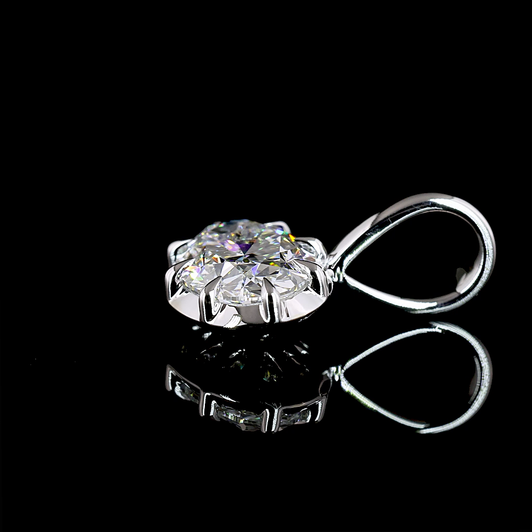 1.00 CT Oval Lab Diamond Solitaire Necklace Pendant (D Color and VS2 Clarity)